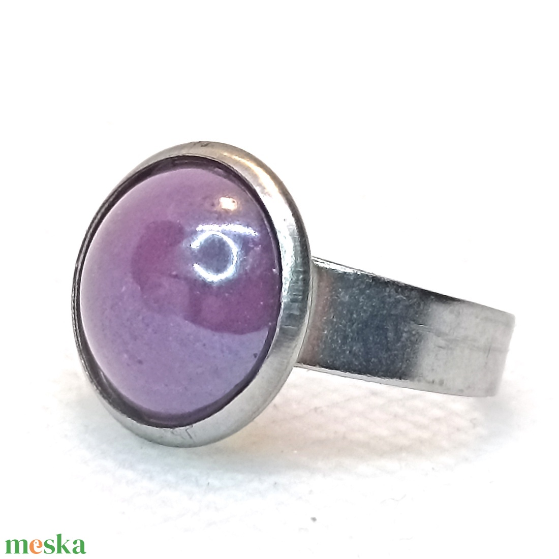 Lila kerámia - nemesacél gyűrű 1,2 - Ajándék lányoknak nőknek születésnapra névnapra - ékszer - gyűrű - szoliter gyűrű - Meska.hu