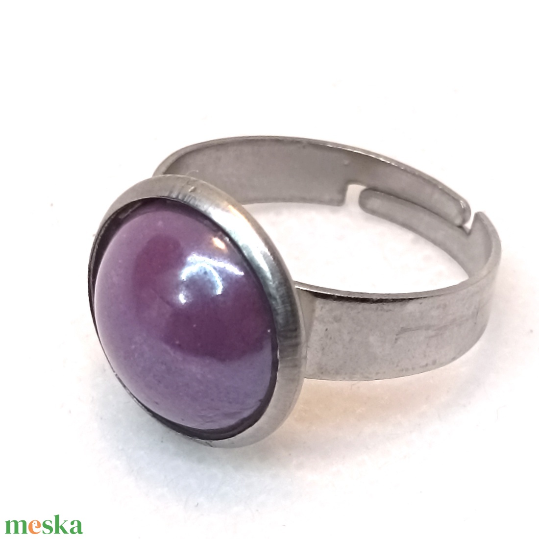 Lila kerámia - nemesacél gyűrű 1,2 - Ajándék lányoknak nőknek születésnapra névnapra - ékszer - gyűrű - szoliter gyűrű - Meska.hu