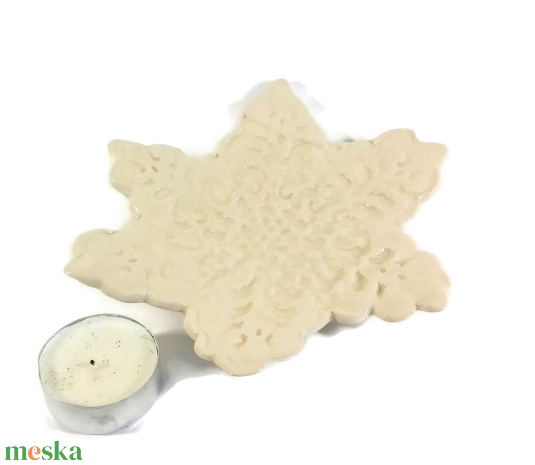 Hópehely mécses tálka - otthon & életmód - gyertya, illat, aroma - mécses és mécsestartó - Meska.hu