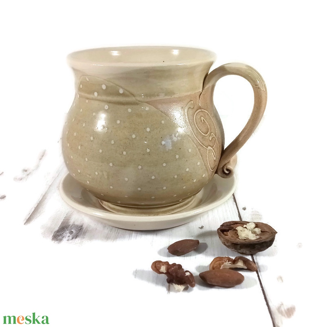 Örömbögre tányér-alátéttel - otthon & életmód - konyhafelszerelés, tálalás - tálalás - bögre & csésze - Meska.hu