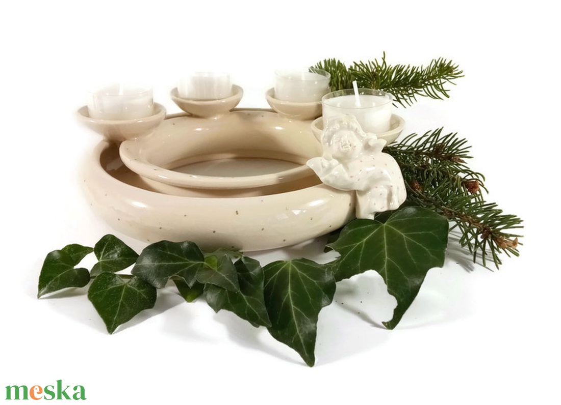 adventi koszorú - otthon & életmód - dekoráció - asztal és polc dekoráció - asztaldísz - Meska.hu
