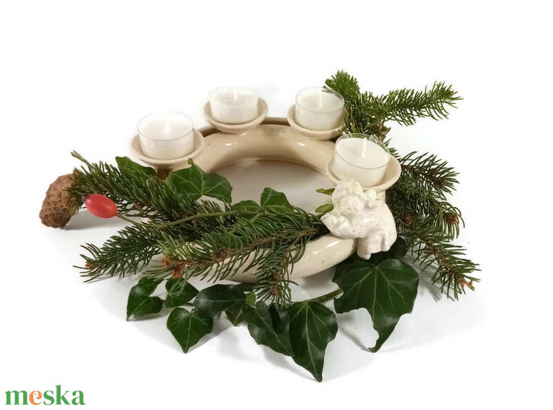 adventi koszorú - otthon & életmód - dekoráció - asztal és polc dekoráció - asztaldísz - Meska.hu
