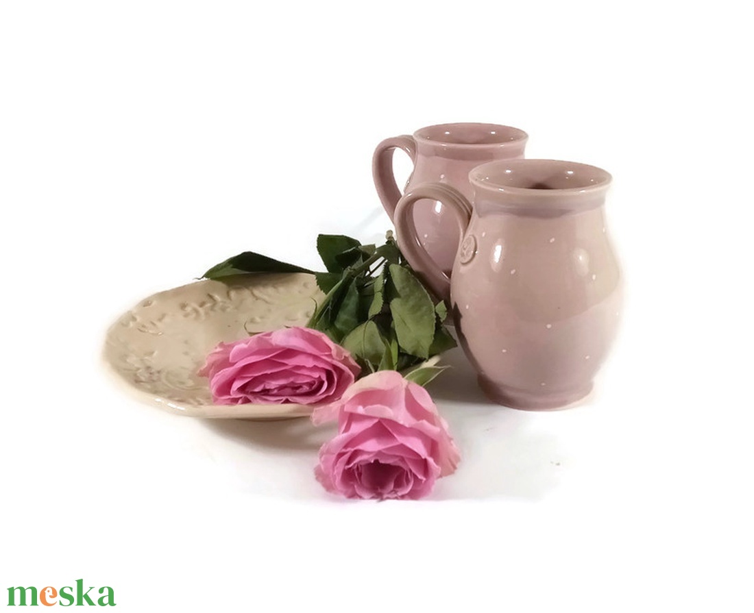 Páros rózsa bögre sütitálkával - otthon & lakás - konyhafelszerelés, tálalás - tálalás - bögre & csésze - Meska.hu