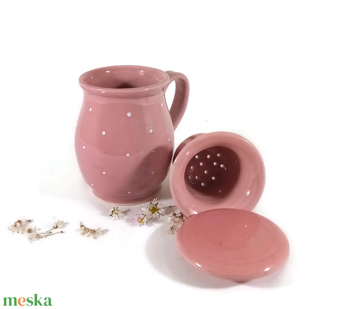 Szűrős teásbögre mályva rózsa  - otthon & lakás - konyhafelszerelés, tálalás - tálalás - bögre & csésze - Meska.hu