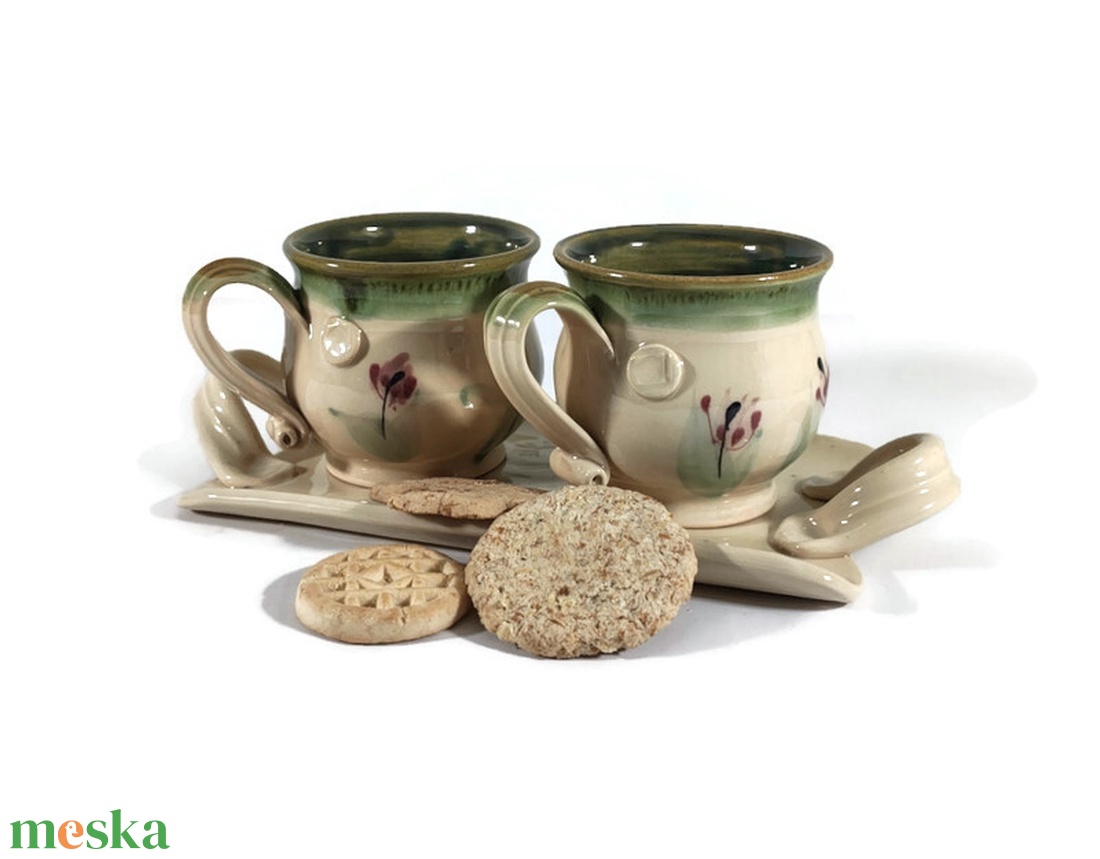 Kávés bögrék párban tálcán - otthon & életmód - konyhafelszerelés, tálalás - tálalás - bögre & csésze - Meska.hu