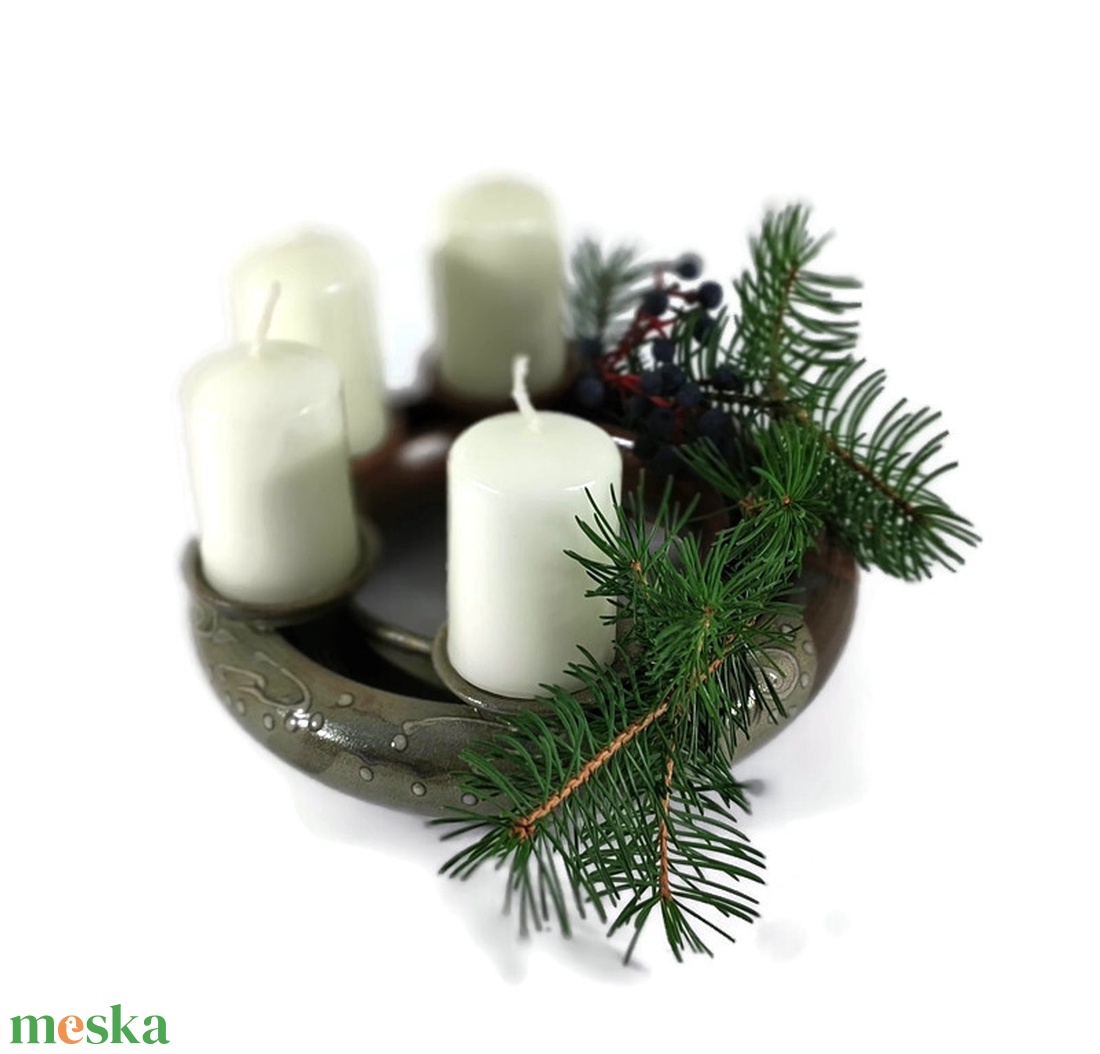 adventi koszorú (antik-bézs) - otthon & életmód - dekoráció - asztal és polc dekoráció - asztaldísz - Meska.hu