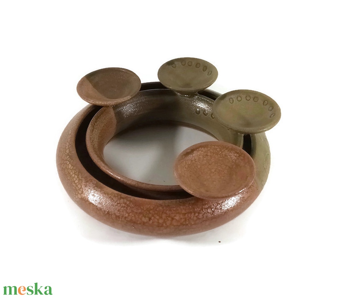 adventi koszorú (antik-bézs) - otthon & életmód - dekoráció - asztal és polc dekoráció - asztaldísz - Meska.hu