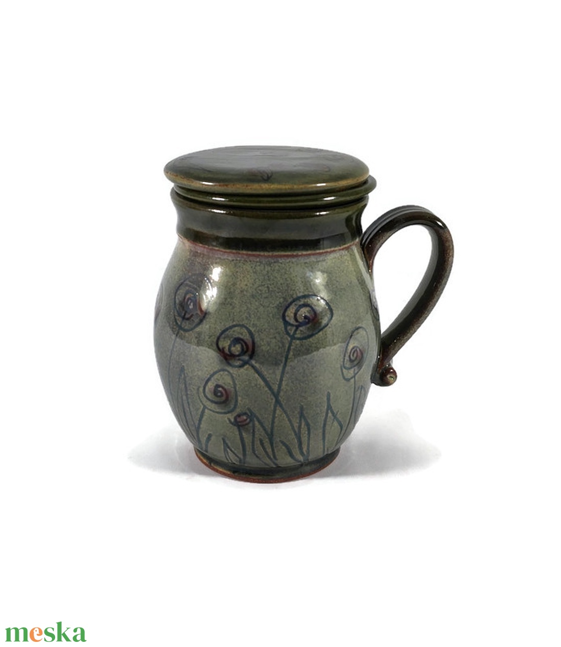 Szűrős teásbögre, oliva rózsaliget - otthon & életmód - konyhafelszerelés, tálalás - tálalás - bögre & csésze - Meska.hu