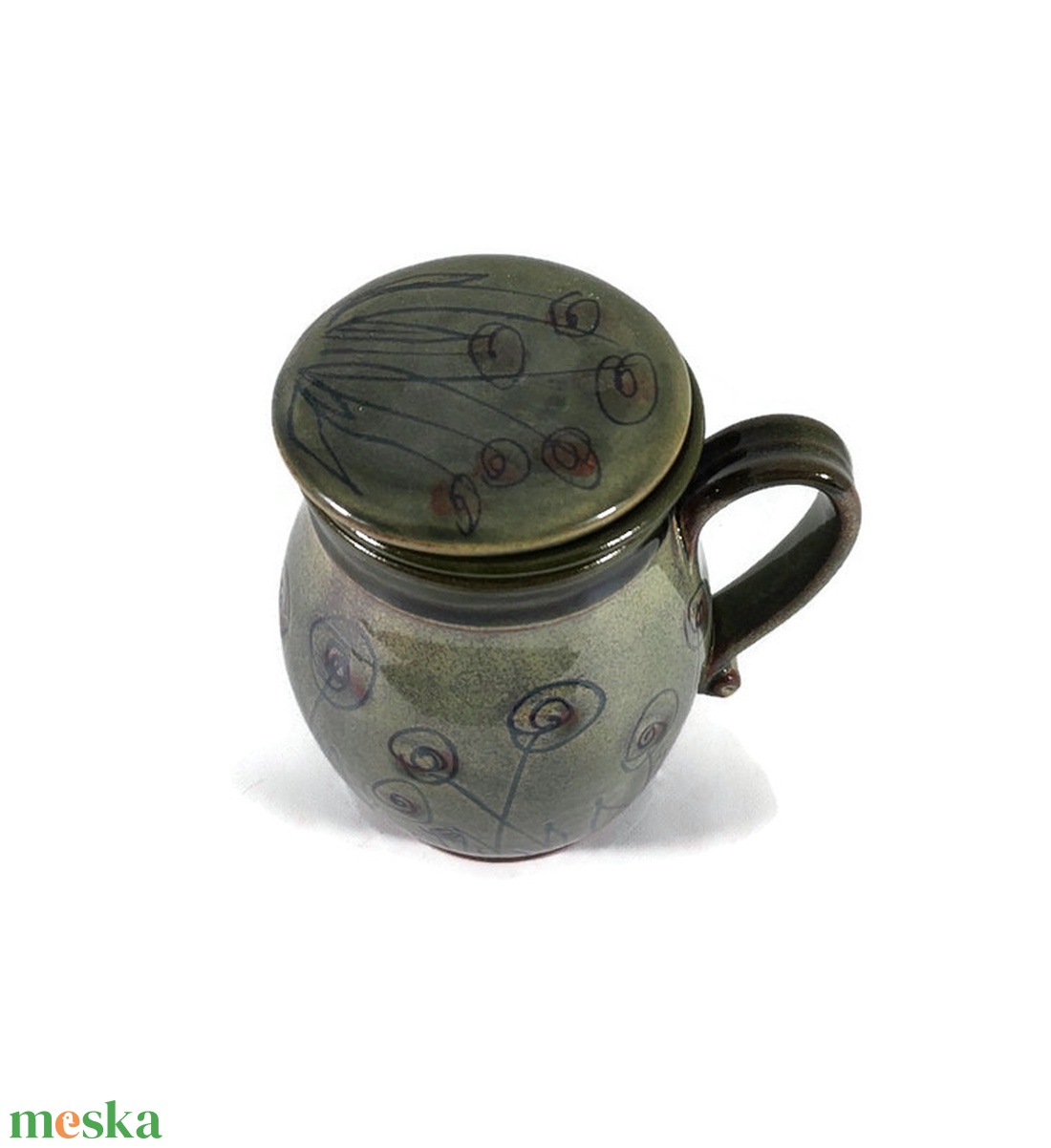 Szűrős teásbögre, oliva rózsaliget - otthon & életmód - konyhafelszerelés, tálalás - tálalás - bögre & csésze - Meska.hu