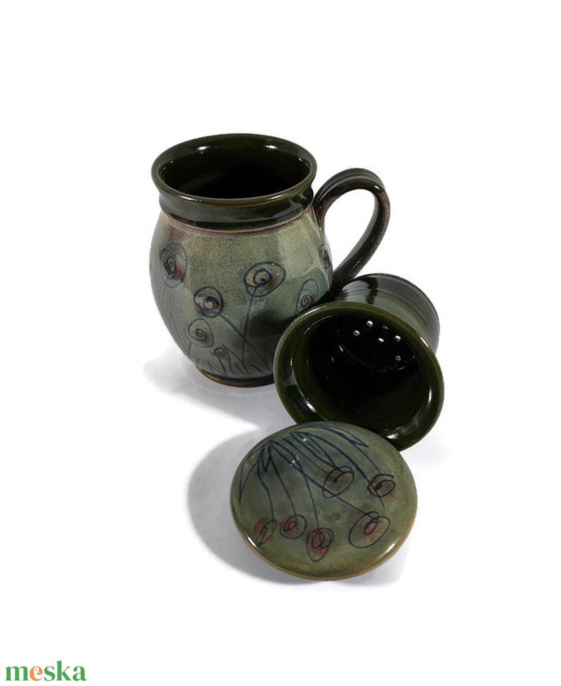 Szűrős teásbögre, oliva rózsaliget - otthon & életmód - konyhafelszerelés, tálalás - tálalás - bögre & csésze - Meska.hu