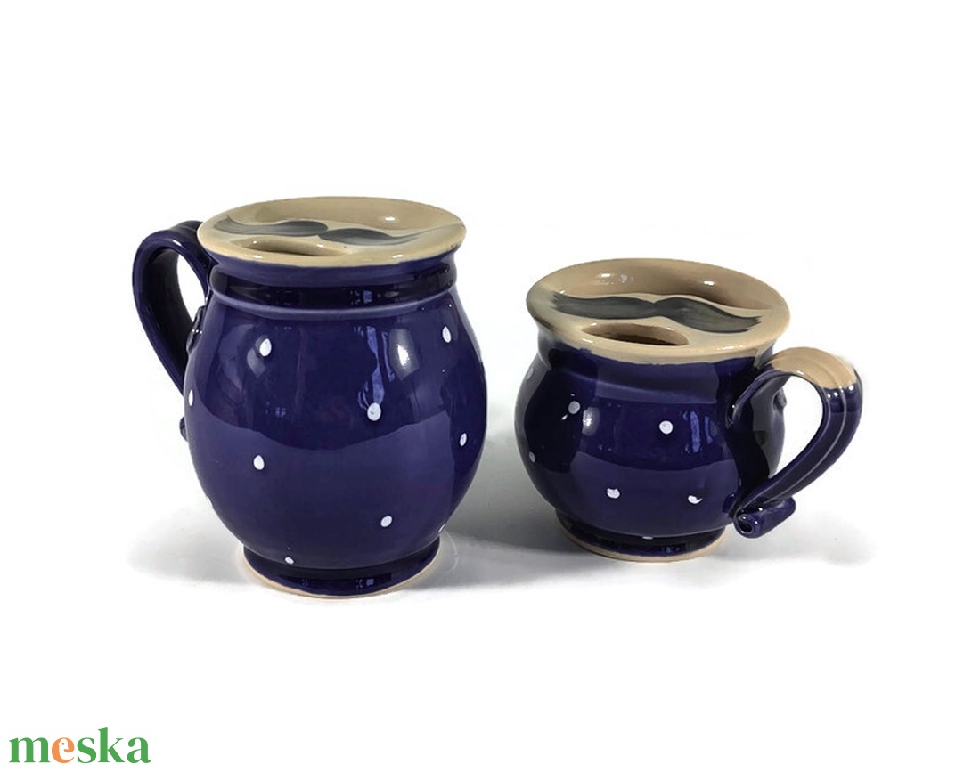 Bajuszvédős kávés bögre sötétkék - otthon & életmód - konyhafelszerelés, tálalás - tálalás - bögre & csésze - Meska.hu