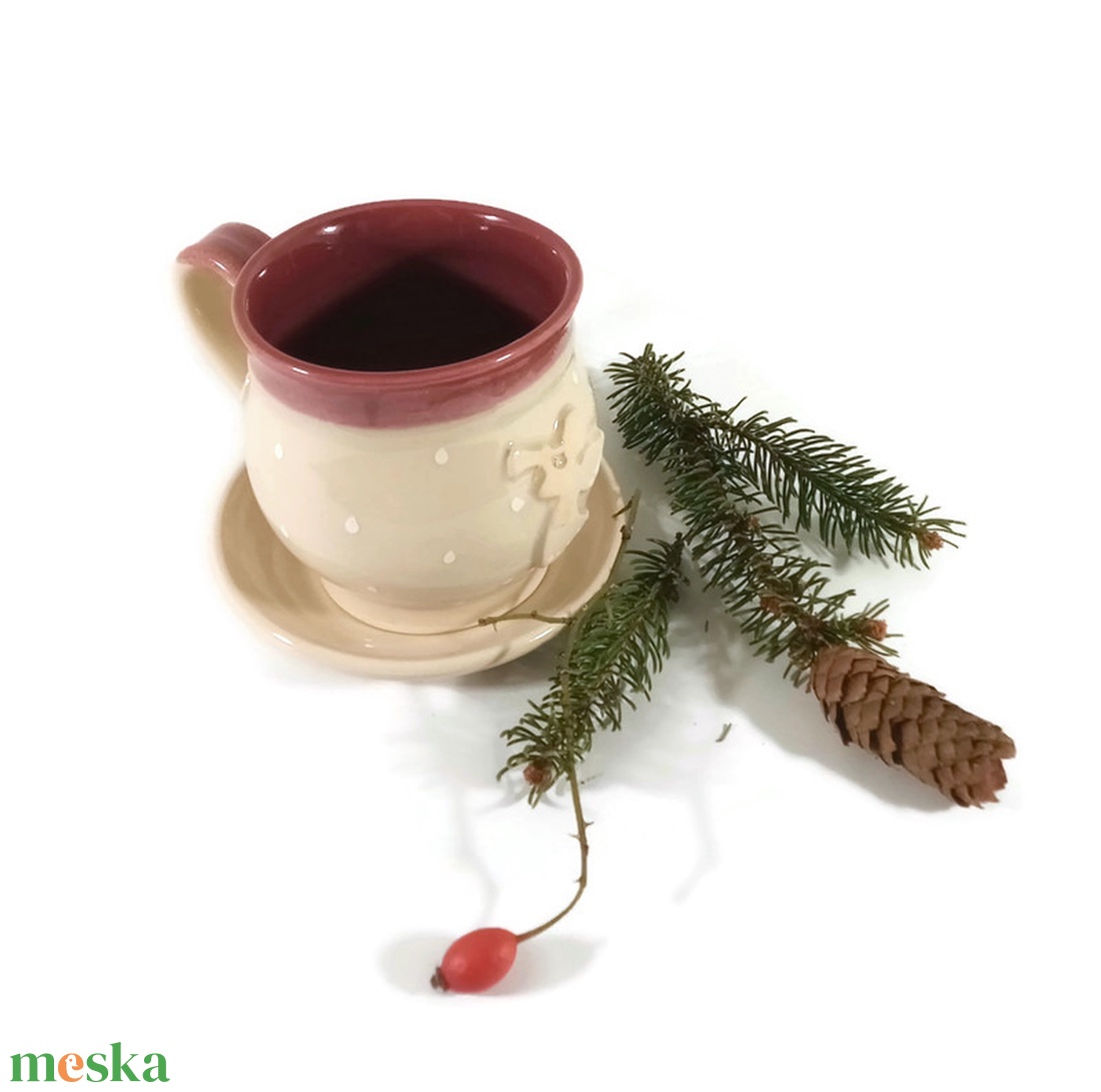 Angyal-mintás bögre, kávéhoz alátét kistányérral - otthon & életmód - konyhafelszerelés, tálalás - tálalás - bögre & csésze - Meska.hu