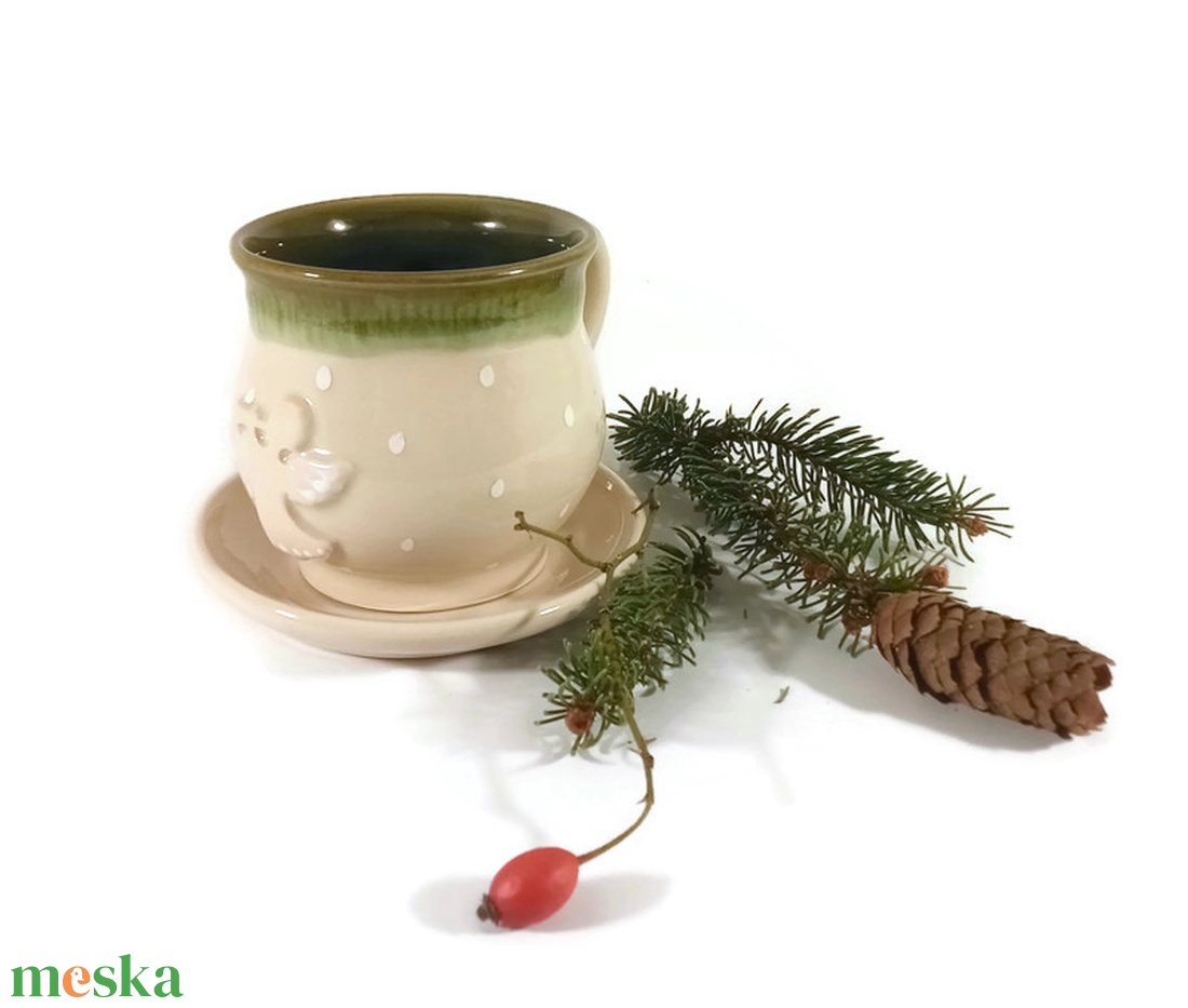 Angyal-mintás bögre, kávéhoz alátét kistányérral - otthon & életmód - konyhafelszerelés, tálalás - tálalás - bögre & csésze - Meska.hu