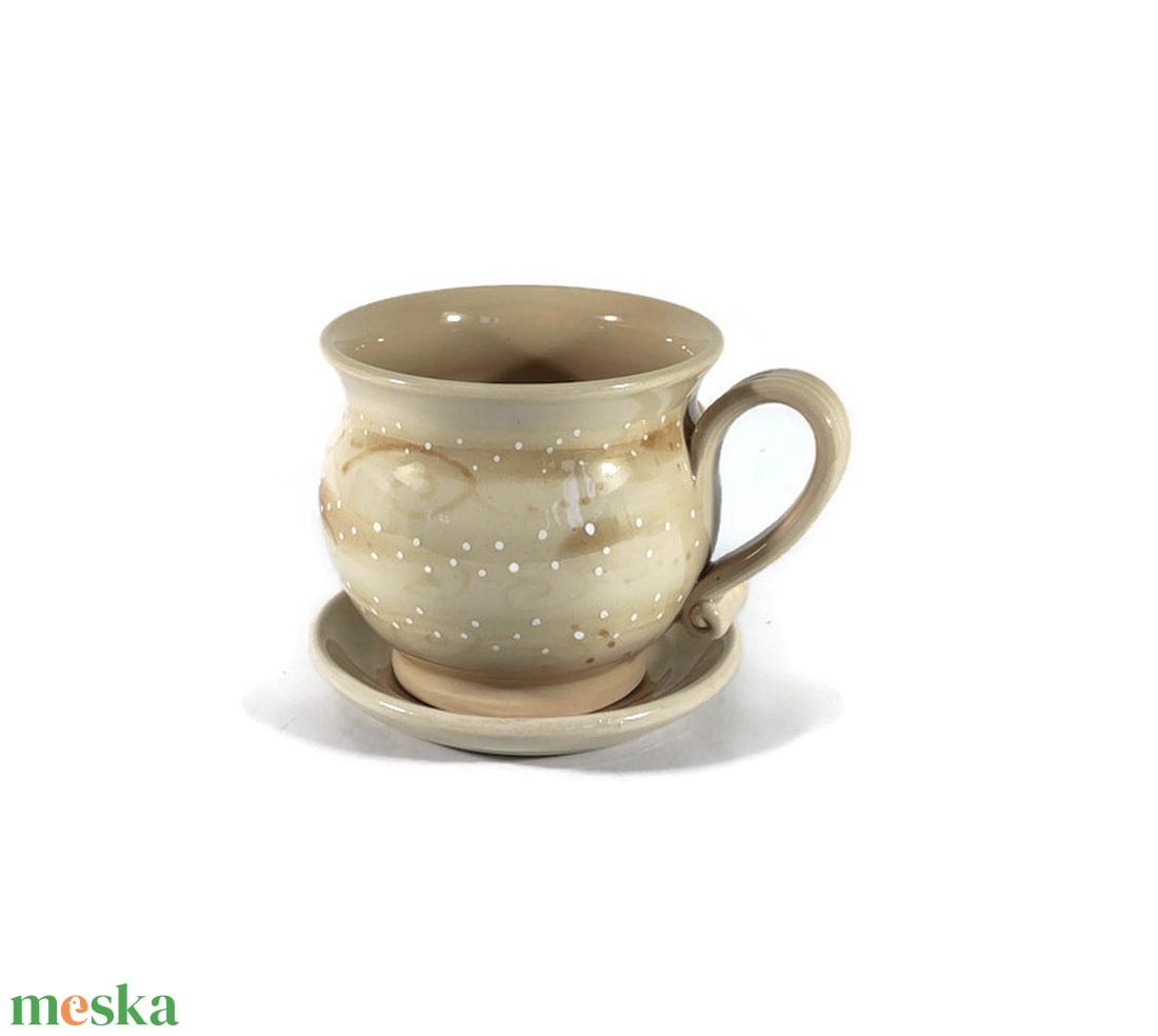 Krémfehér-bézs teás bögre  - otthon & életmód - konyhafelszerelés, tálalás - tálalás - bögre & csésze - Meska.hu