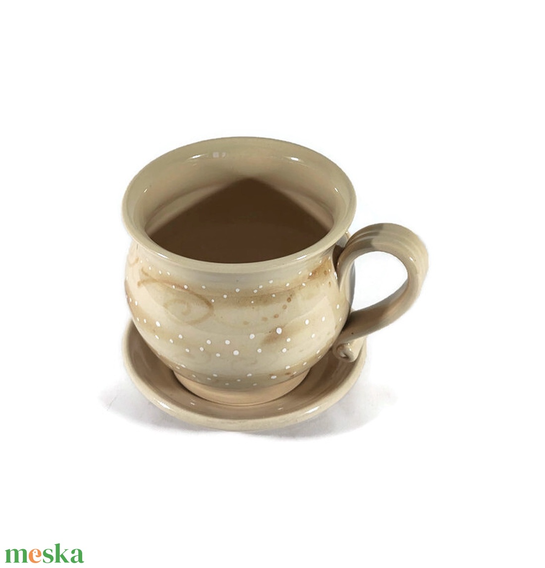 Krémfehér-bézs teás bögre  - otthon & életmód - konyhafelszerelés, tálalás - tálalás - bögre & csésze - Meska.hu