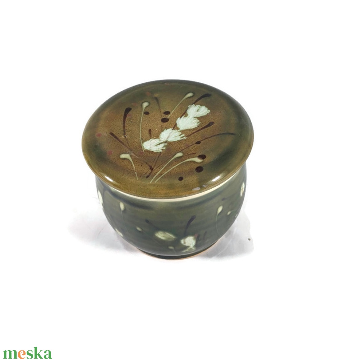 Vizes vajtartó olivazöld - otthon & életmód - konyhafelszerelés, tálalás - konyhai tárolás - méz & vajtartó - Meska.hu