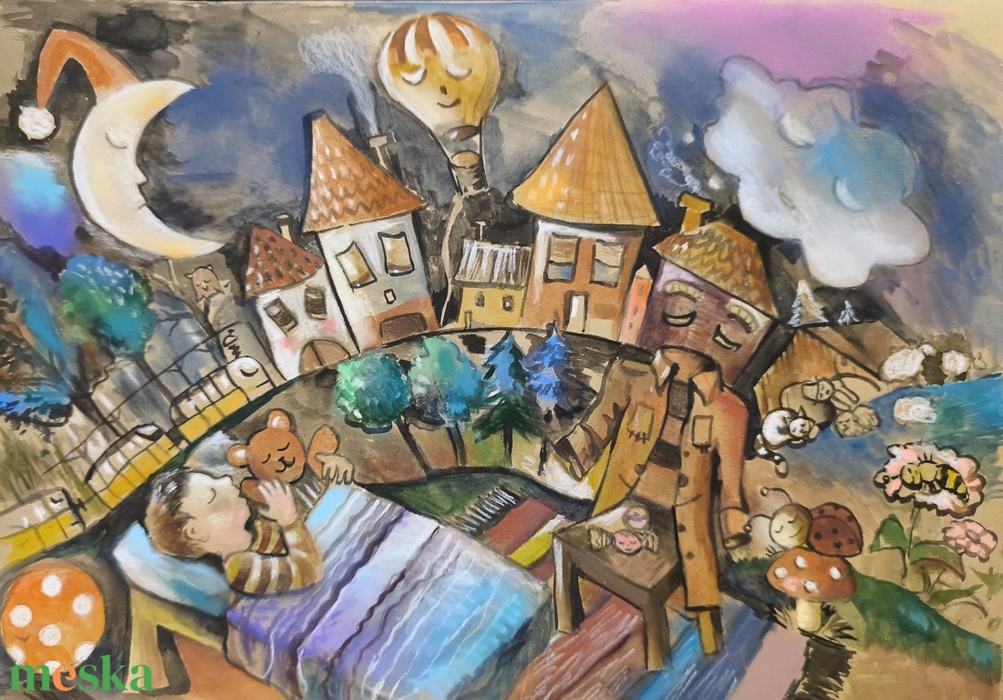 Esti mese - Altató (illusztáció) - művészet - grafika & illusztráció - egyéb rajzok - Meska.hu