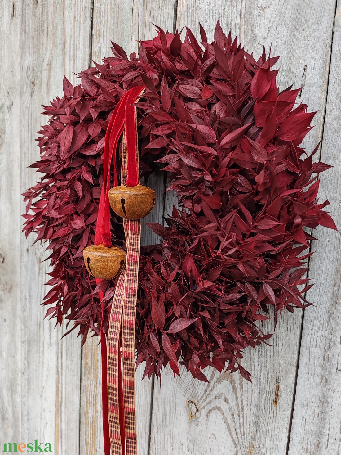 Bordó karácsonyi ajtókopogtató  - karácsony - adventi díszek - adventi ajtódísz - Meska.hu