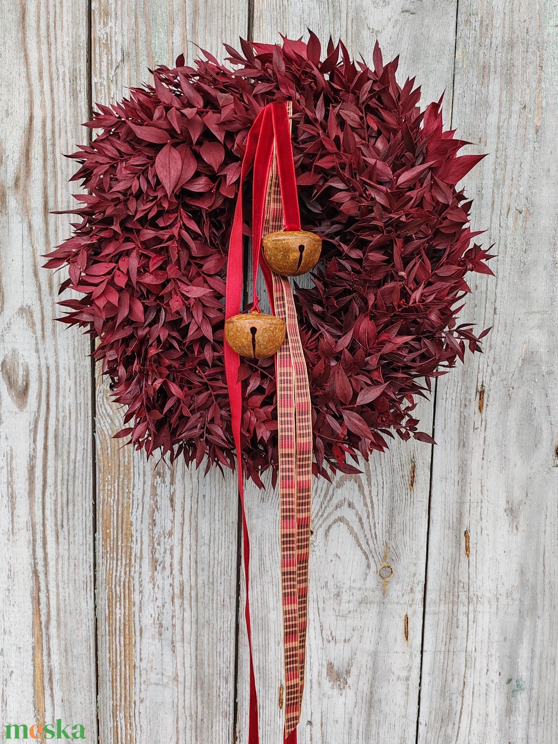 Bordó karácsonyi ajtókopogtató  - karácsony - adventi díszek - adventi ajtódísz - Meska.hu