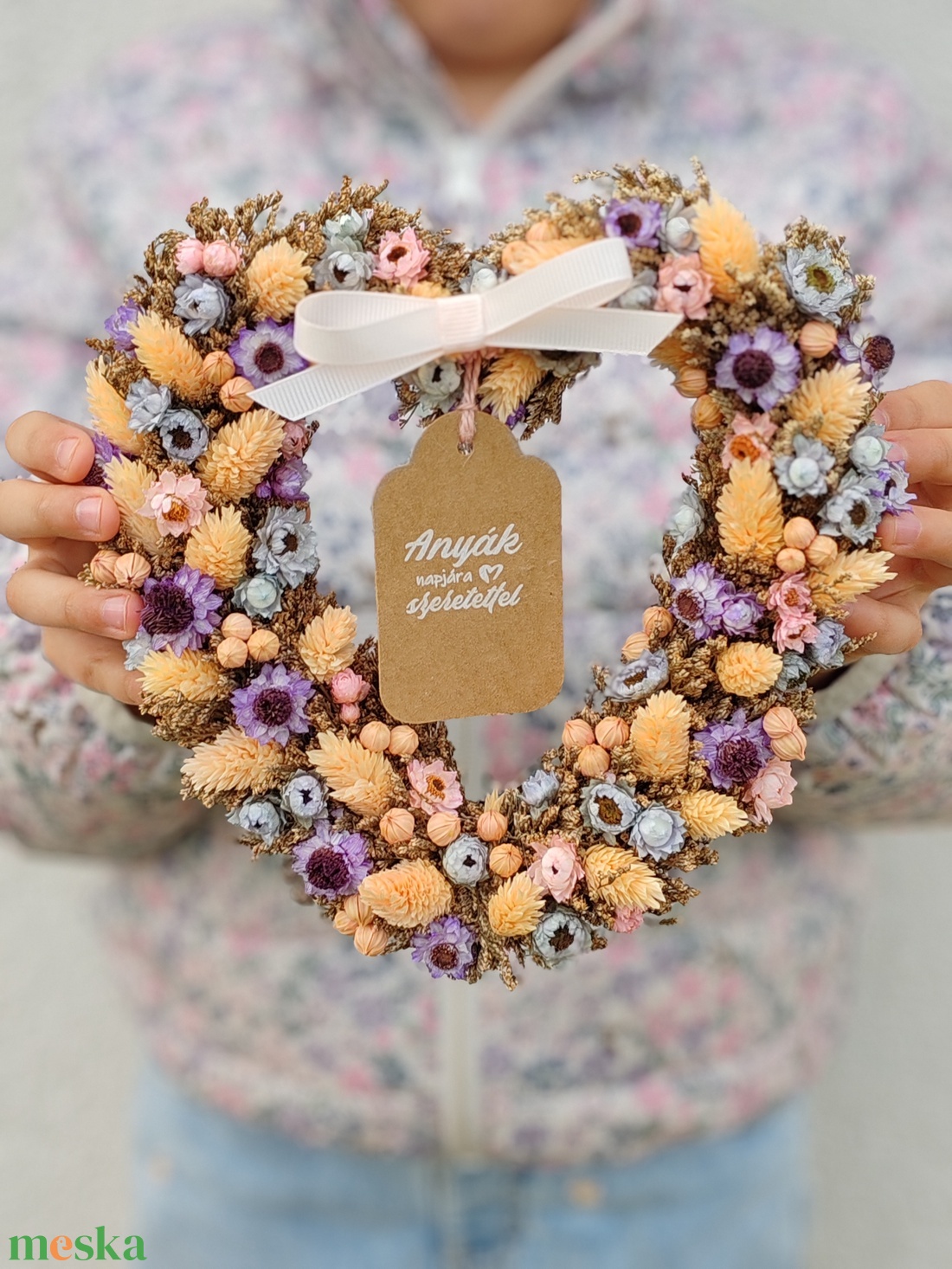 Anyák napi szív alakú ajtódísz  - otthon & életmód - dekoráció - ajtó- és ablak dekoráció - ajtódísz & kopogtató - Meska.hu