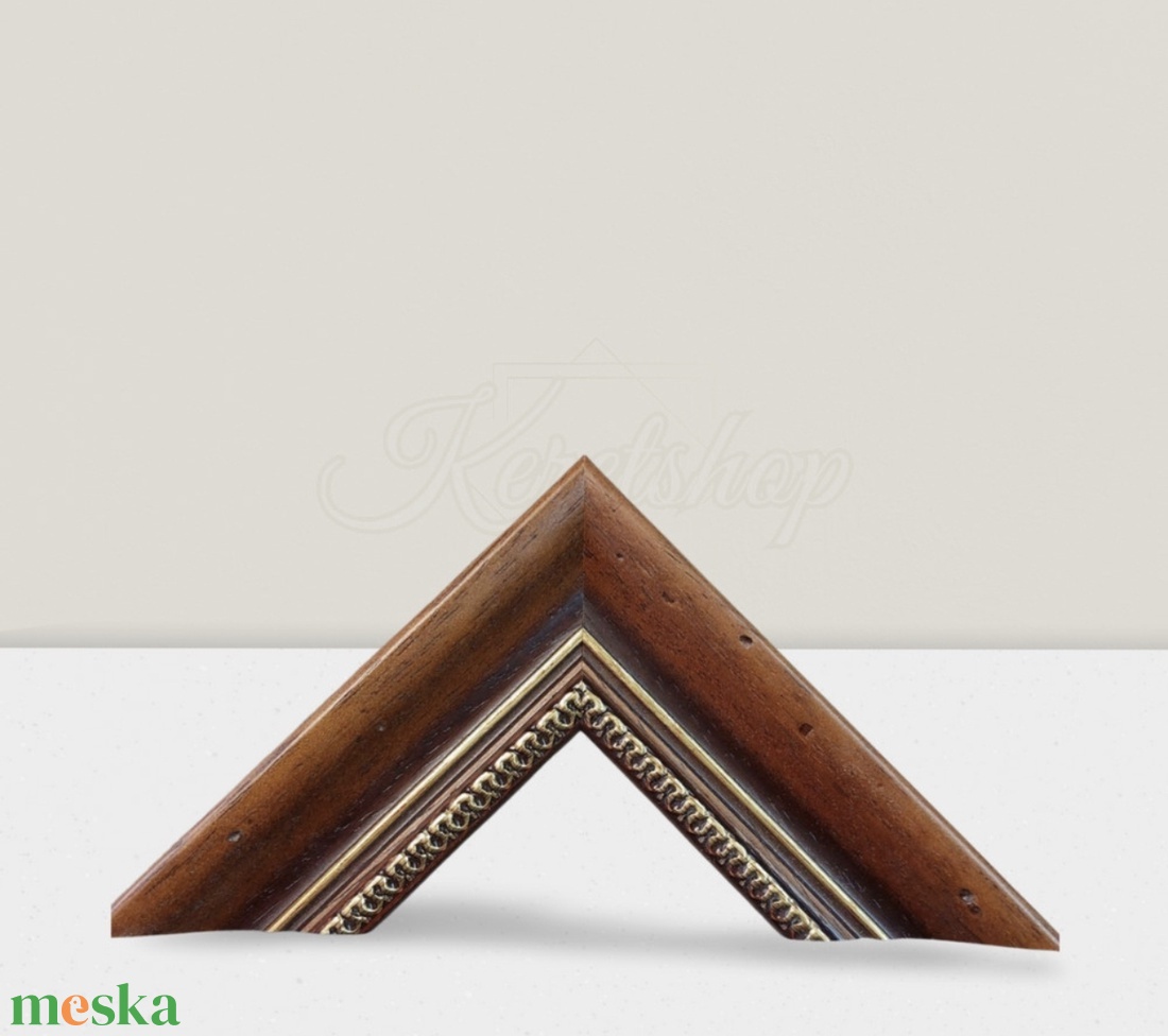 Múltidéző barna-3.7 cm széles díszített barna képkeret, antikolt mintával - otthon & életmód - dekoráció - kép & falikép - képkeret - Meska.hu