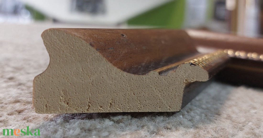 Múltidéző barna-3.7 cm széles díszített barna képkeret, antikolt mintával - otthon & életmód - dekoráció - kép & falikép - képkeret - Meska.hu