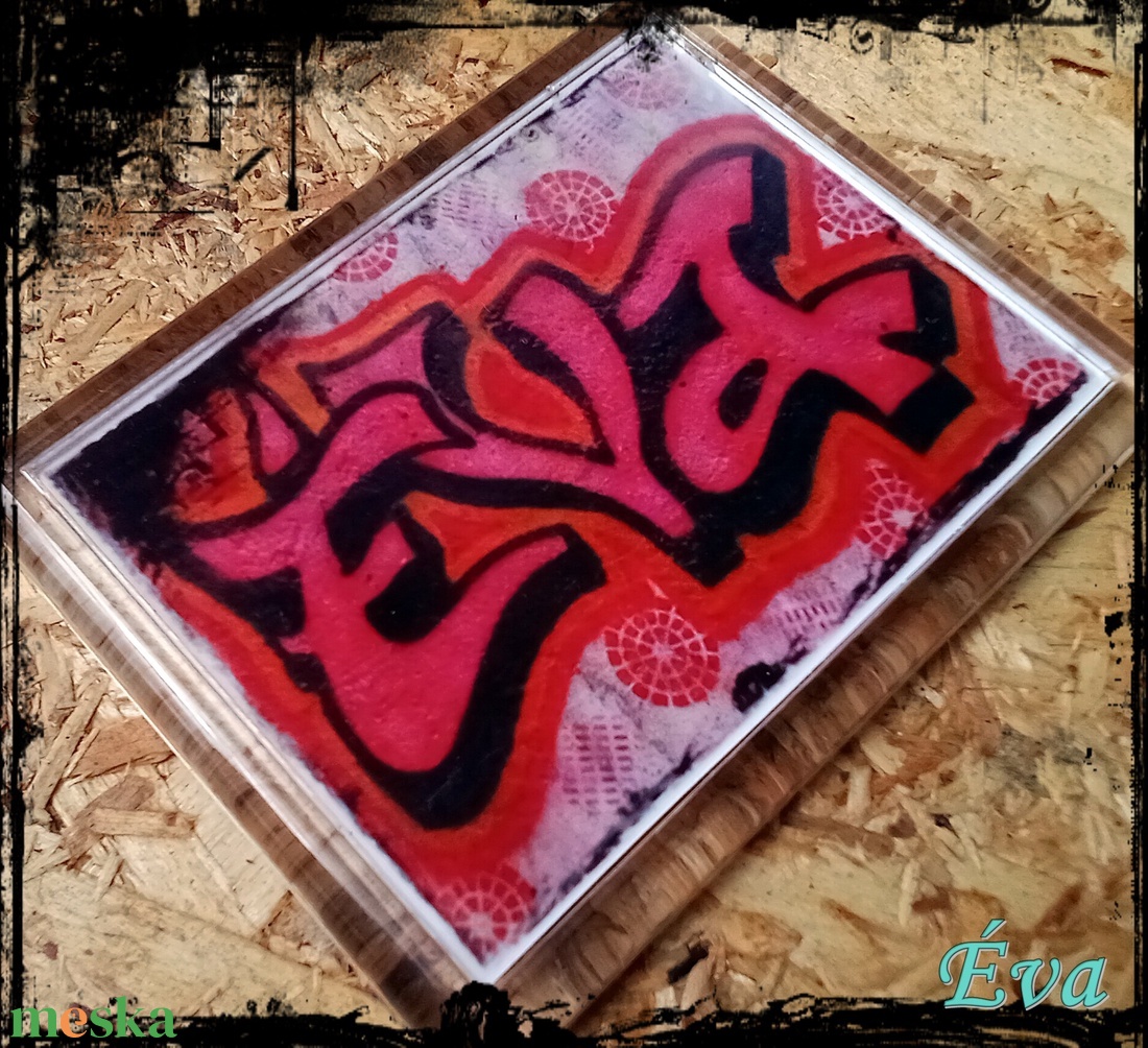 Neves graffitis hűtőmágnes-Éva - otthon & életmód - konyhafelszerelés, tálalás - konyhai dekoráció - hűtőmágnes - Meska.hu