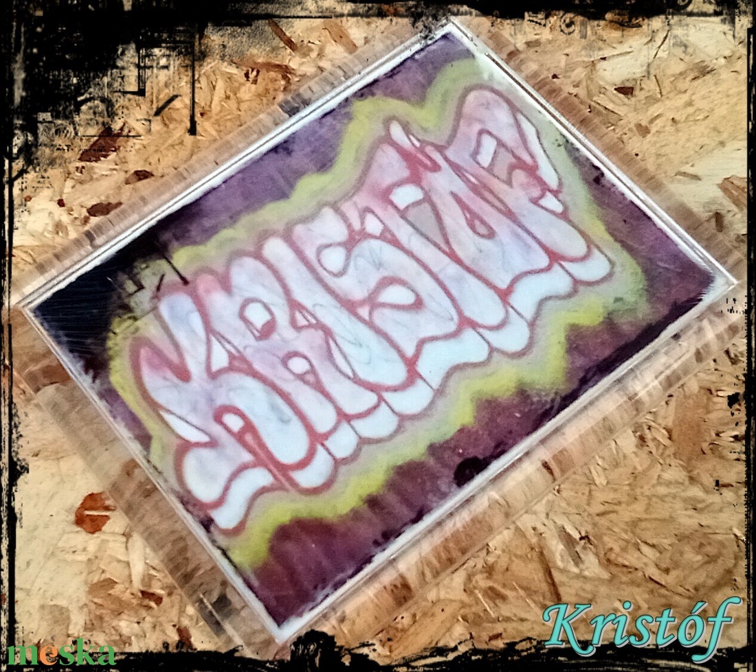 Neves graffitis hűtőmágnes-Kristóf - otthon & életmód - konyhafelszerelés, tálalás - konyhai dekoráció - hűtőmágnes - Meska.hu