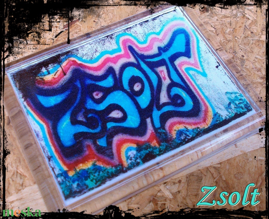 Neves graffitis hűtőmágnes-Zsolt - otthon & életmód - konyhafelszerelés, tálalás - konyhai dekoráció - hűtőmágnes - Meska.hu