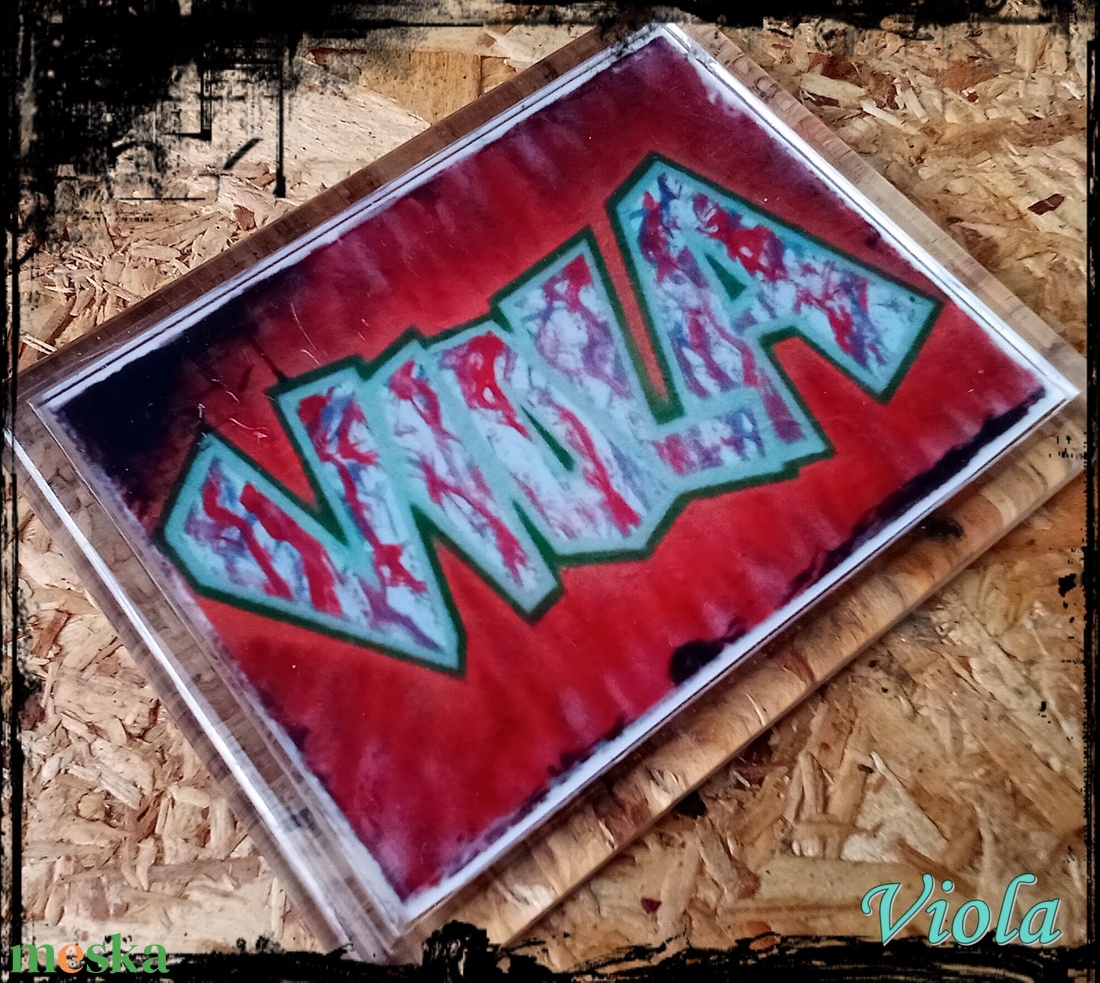 Neves graffitis hűtőmágnes-Viola - otthon & életmód - konyhafelszerelés, tálalás - konyhai dekoráció - hűtőmágnes - Meska.hu
