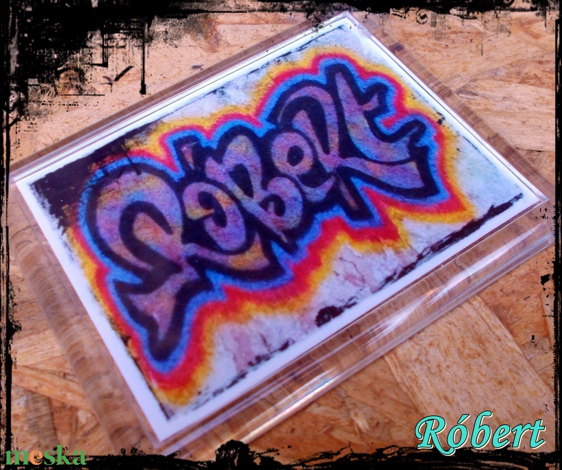 Neves graffitis hűtőmágnes-Róbert - otthon & életmód - konyhafelszerelés, tálalás - konyhai dekoráció - hűtőmágnes - Meska.hu