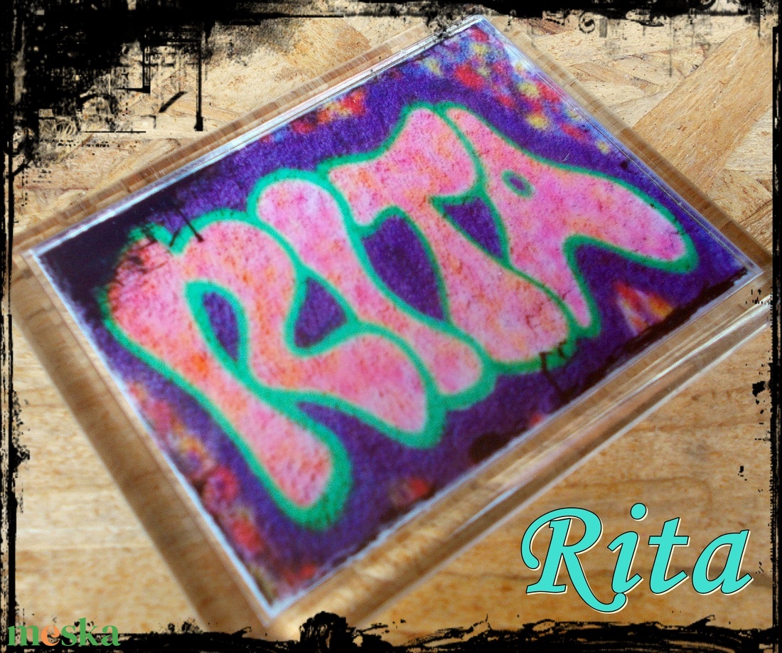 Neves graffitis hűtőmágnes-Rita - otthon & életmód - konyhafelszerelés, tálalás - konyhai dekoráció - hűtőmágnes - Meska.hu
