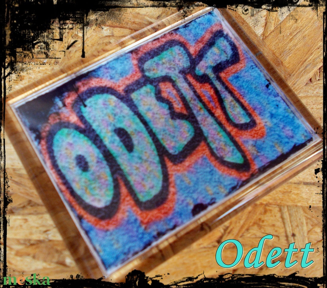 Neves graffitis hűtőmágnes-Odett - otthon & életmód - konyhafelszerelés, tálalás - konyhai dekoráció - hűtőmágnes - Meska.hu