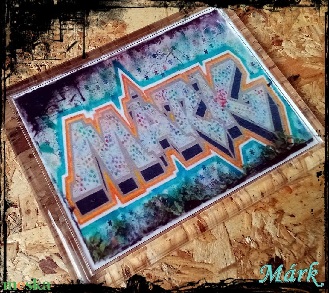 Neves graffitis hűtőmágnes-Márk - otthon & életmód - konyhafelszerelés, tálalás - konyhai dekoráció - hűtőmágnes - Meska.hu