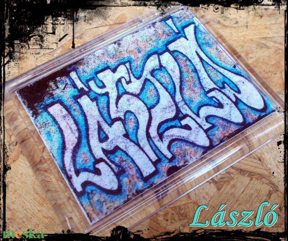Neves graffitis hűtőmágnes-László - otthon & életmód - konyhafelszerelés, tálalás - konyhai dekoráció - hűtőmágnes - Meska.hu