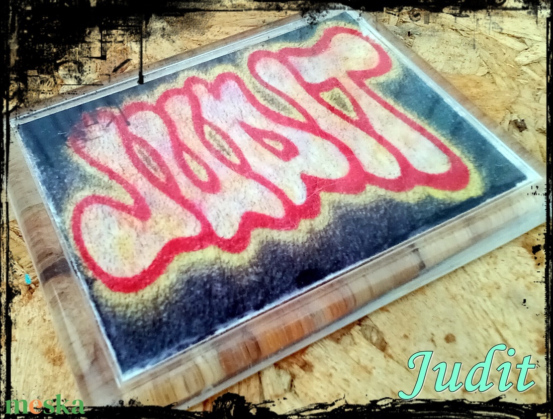 Neves graffitis hűtőmágnes-Judit - otthon & életmód - konyhafelszerelés, tálalás - konyhai dekoráció - hűtőmágnes - Meska.hu