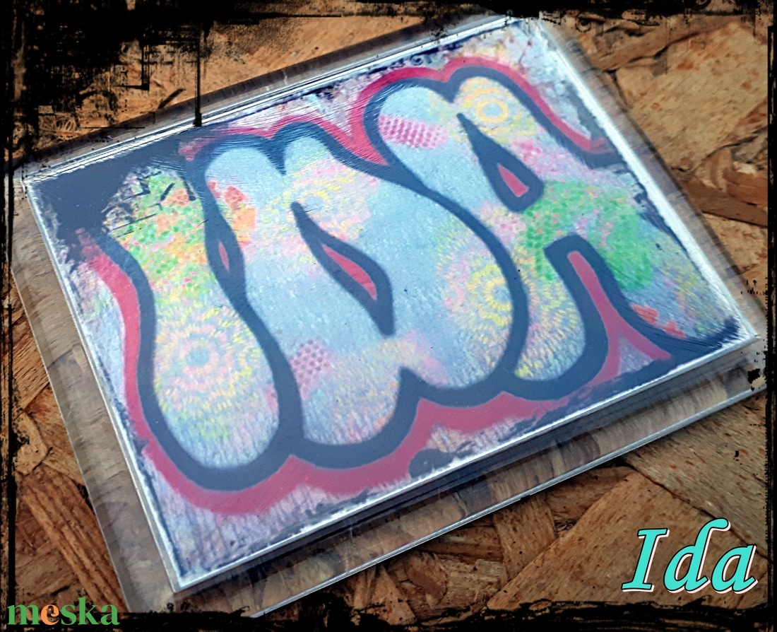 Neves graffitis hűtőmágnes-Ida - otthon & életmód - konyhafelszerelés, tálalás - konyhai dekoráció - hűtőmágnes - Meska.hu