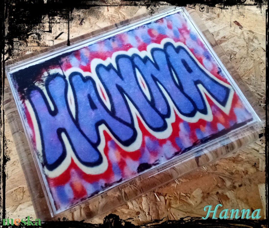 Neves graffitis hűtőmágnes-Hanna - otthon & életmód - konyhafelszerelés, tálalás - konyhai dekoráció - hűtőmágnes - Meska.hu