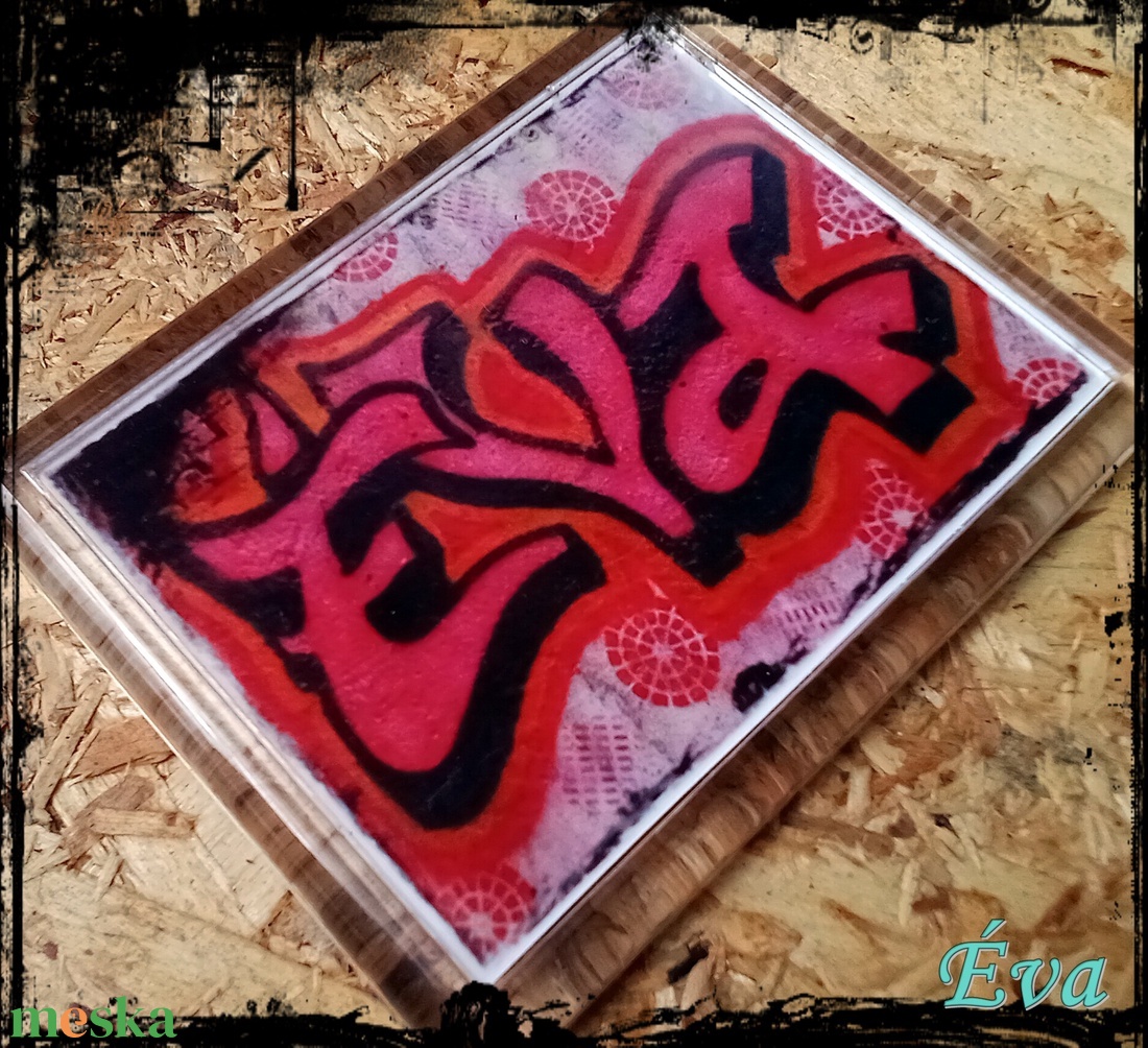 Neves graffitis hűtőmágnes-Éva - otthon & életmód - konyhafelszerelés, tálalás - konyhai dekoráció - hűtőmágnes - Meska.hu