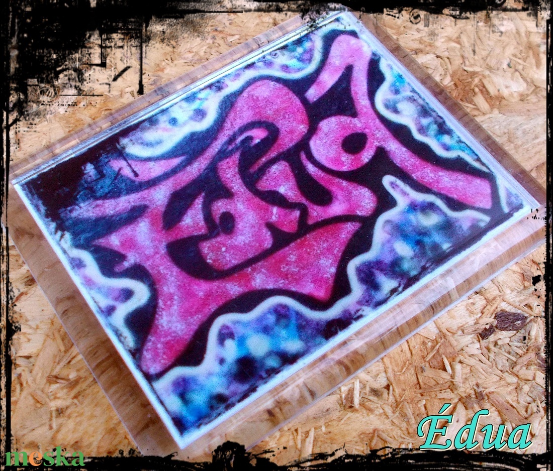 Neves graffitis hűtőmágnes-Édua - otthon & életmód - konyhafelszerelés, tálalás - konyhai dekoráció - hűtőmágnes - Meska.hu