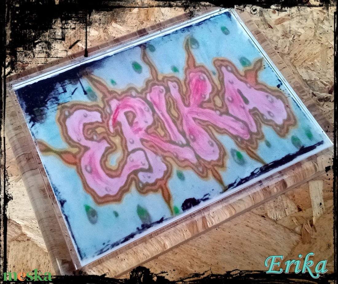 Neves graffitis hűtőmágnes-Erika - otthon & életmód - konyhafelszerelés, tálalás - konyhai dekoráció - hűtőmágnes - Meska.hu