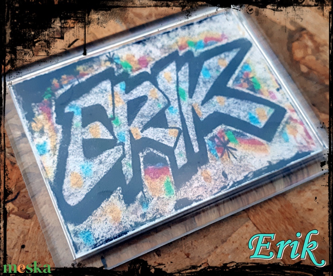 Neves graffitis hűtőmágnes-Erik - otthon & életmód - konyhafelszerelés, tálalás - konyhai dekoráció - hűtőmágnes - Meska.hu