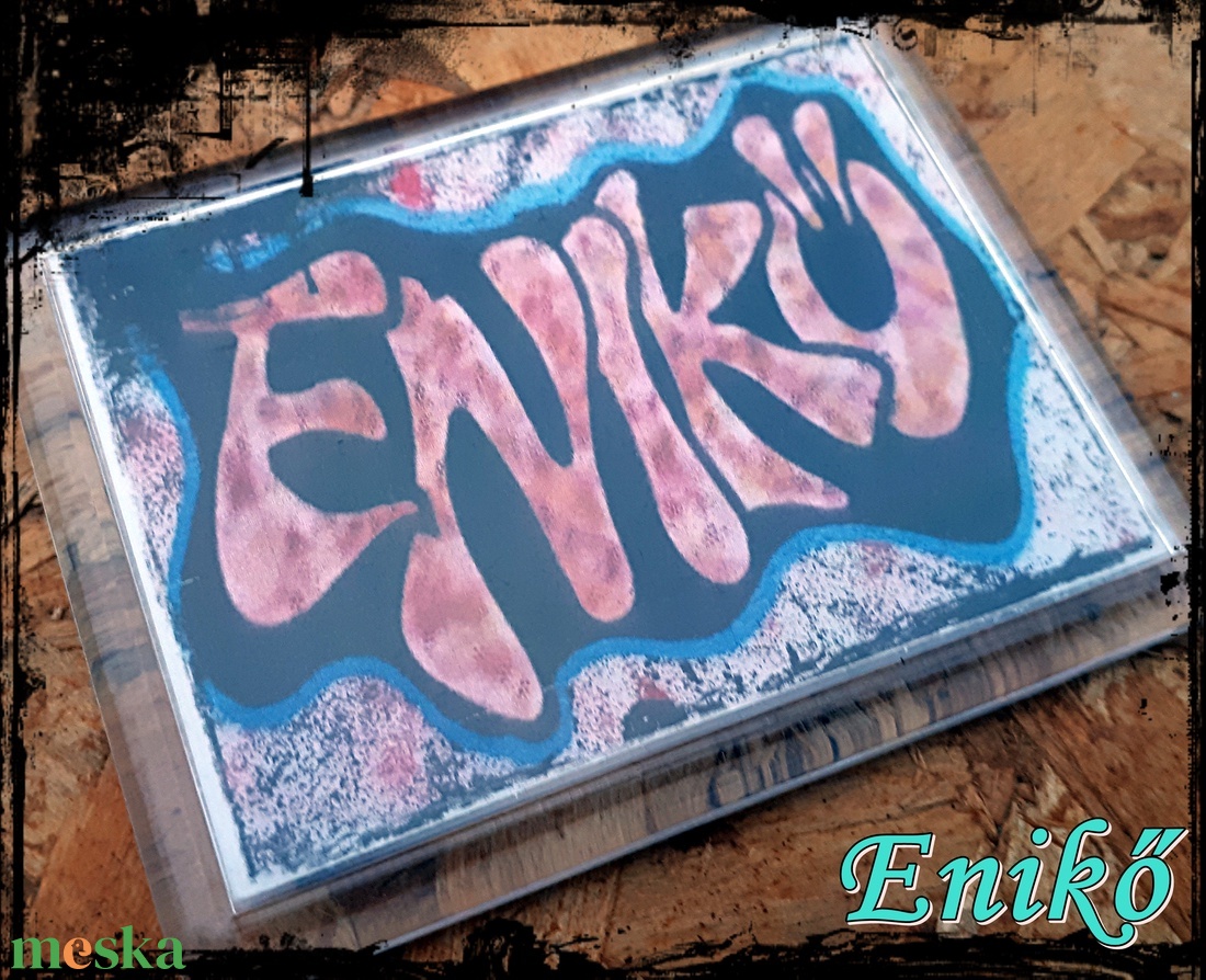 Neves graffitis hűtőmágnes-Enikő - otthon & életmód - konyhafelszerelés, tálalás - konyhai dekoráció - hűtőmágnes - Meska.hu