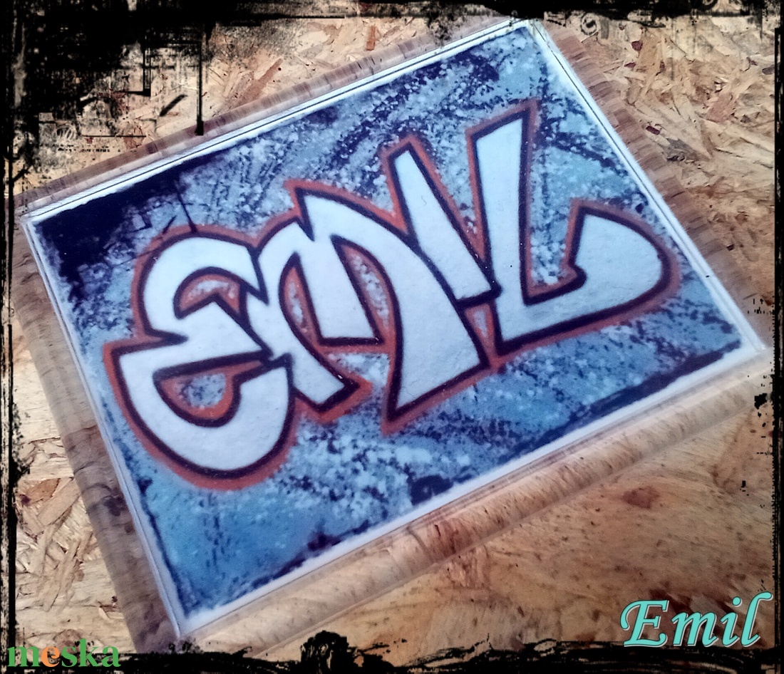 Neves graffitis hűtőmágnes-Emil - otthon & életmód - konyhafelszerelés, tálalás - konyhai dekoráció - hűtőmágnes - Meska.hu