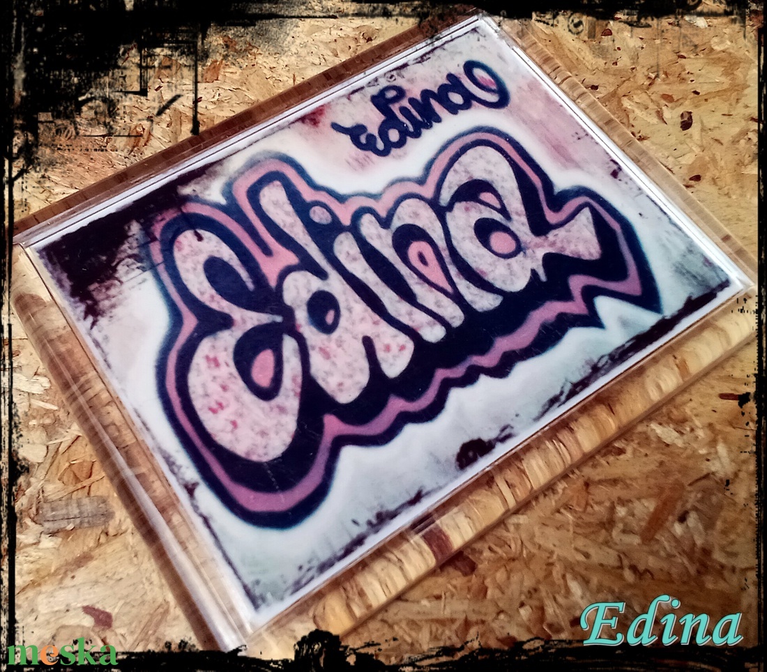 Neves graffitis hűtőmágnes-Edina - otthon & életmód - konyhafelszerelés, tálalás - konyhai dekoráció - hűtőmágnes - Meska.hu