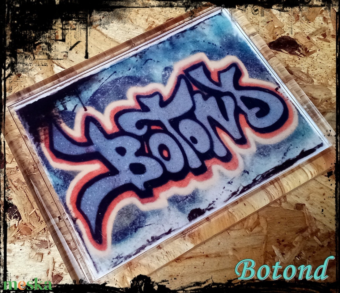 Neves graffitis hűtőmágnes-Botond - otthon & életmód - konyhafelszerelés, tálalás - konyhai dekoráció - hűtőmágnes - Meska.hu