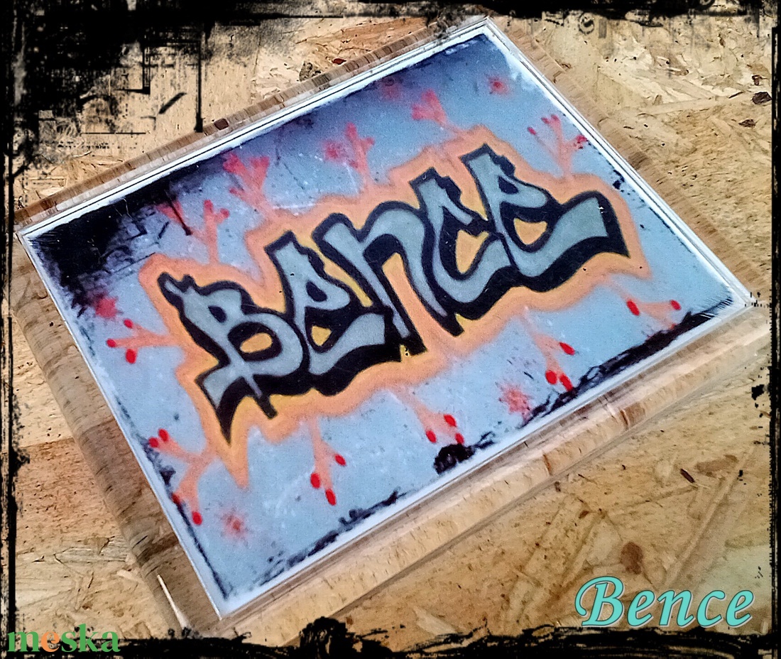 Neves graffitis hűtőmágnes-Bence - otthon & életmód - konyhafelszerelés, tálalás - konyhai dekoráció - hűtőmágnes - Meska.hu