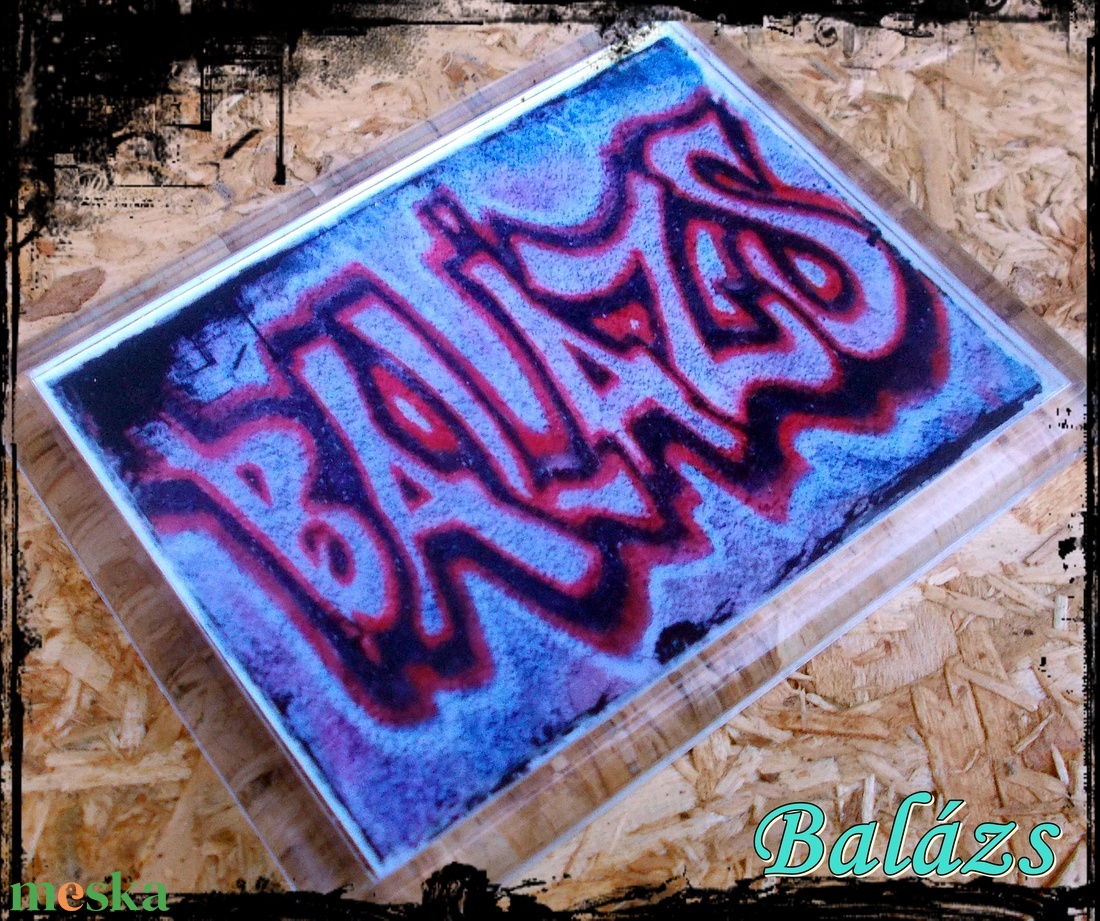 Neves graffitis hűtőmágnes-Balázs - otthon & életmód - konyhafelszerelés, tálalás - konyhai dekoráció - hűtőmágnes - Meska.hu