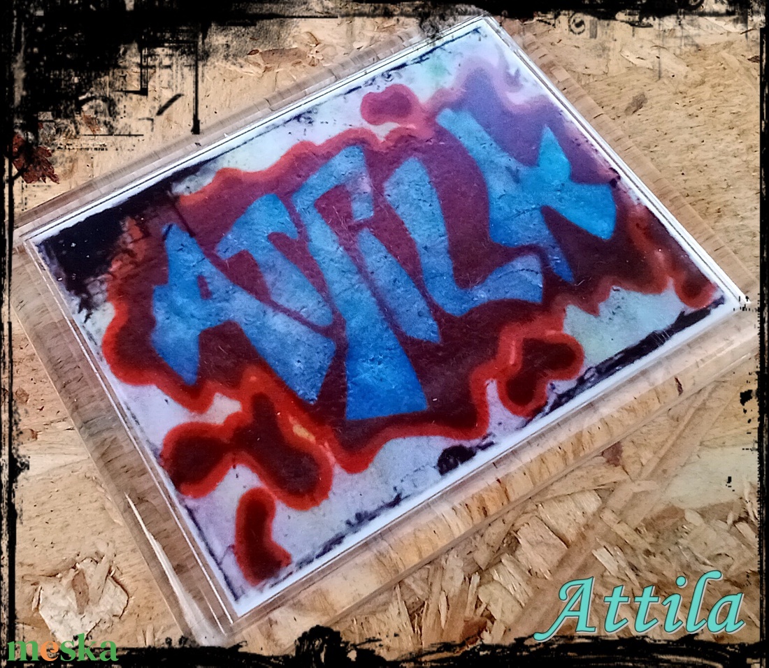 Neves graffitis hűtőmágnes-Attila - otthon & életmód - konyhafelszerelés, tálalás - konyhai dekoráció - hűtőmágnes - Meska.hu