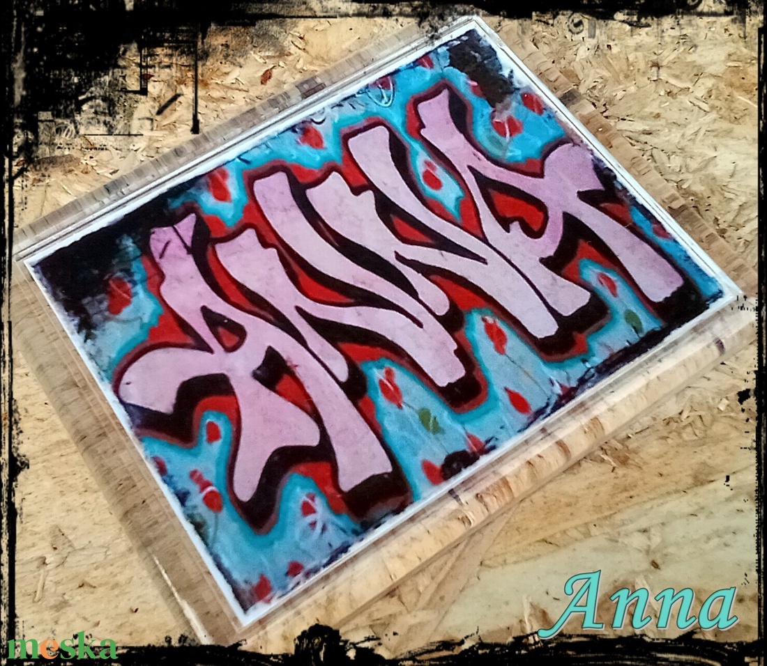 Neves graffitis hűtőmágnes-Anna - otthon & életmód - konyhafelszerelés, tálalás - konyhai dekoráció - hűtőmágnes - Meska.hu